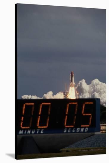 Space Shuttle Discovery Lifting Off and Countdown Clock-Roger Ressmeyer-Stretched Canvas