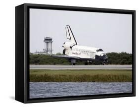 Space Shuttle Discovery on the Runway at the Kennedy Space Center-Stocktrek Images-Framed Stretched Canvas