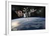 Space Shuttle Docked at the International Space Station-Stocktrek Images-Framed Art Print