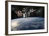 Space Shuttle Docked at the International Space Station-Stocktrek Images-Framed Art Print