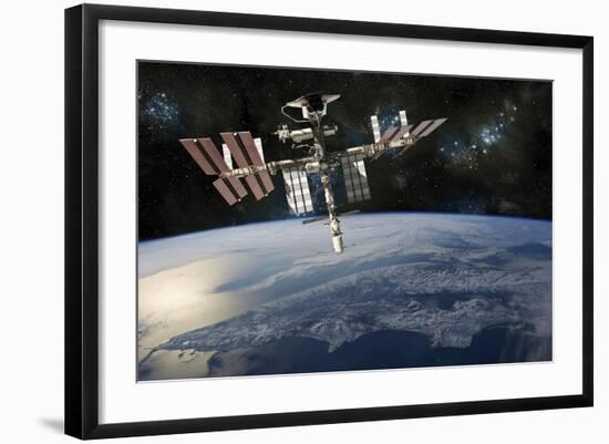 Space Shuttle Docked at the International Space Station-Stocktrek Images-Framed Art Print