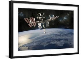 Space Shuttle Docked at the International Space Station-Stocktrek Images-Framed Art Print