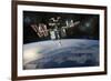 Space Shuttle Docked at the International Space Station-Stocktrek Images-Framed Art Print