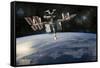 Space Shuttle Docked at the International Space Station-Stocktrek Images-Framed Stretched Canvas