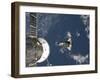 Space Shuttle Endeavour Backdropped by a Blue and White Earth-Stocktrek Images-Framed Photographic Print