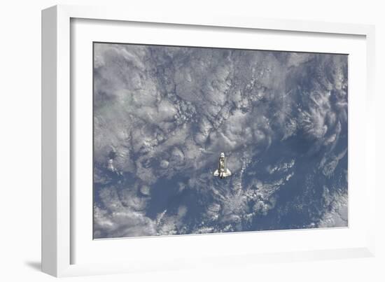 Space Shuttle Endeavour Backdropped by a Colorful Earth-null-Framed Photographic Print