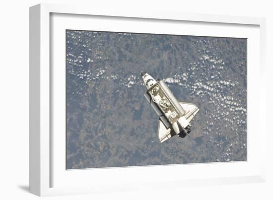 Space Shuttle Endeavour Backdropped by a Colorful Earth-null-Framed Photographic Print