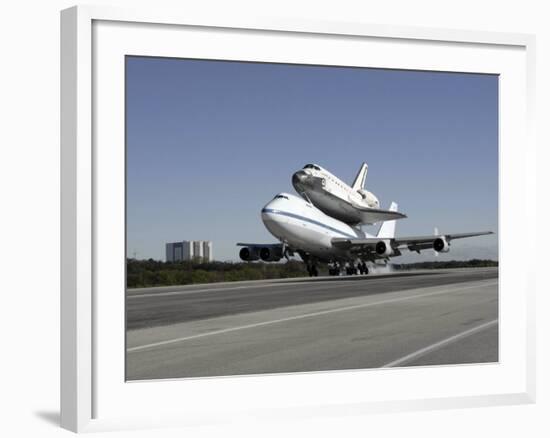 Space Shuttle Endeavour Mounted on a Modified Boeing 747 Shuttle Carrier Aircraft-Stocktrek Images-Framed Photographic Print