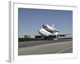 Space Shuttle Endeavour Mounted on a Modified Boeing 747 Shuttle Carrier Aircraft-Stocktrek Images-Framed Photographic Print