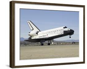 Space Shuttle Endeavour's Main Landing Gear Touches Down on the Runway-Stocktrek Images-Framed Photographic Print