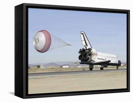 Space Shuttle Endeavour with its Drag Chute Deployed-Stocktrek Images-Framed Stretched Canvas