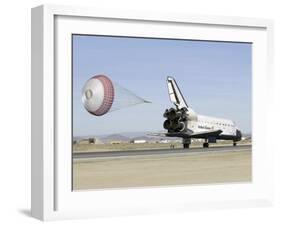 Space Shuttle Endeavour with its Drag Chute Deployed-Stocktrek Images-Framed Photographic Print