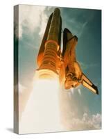 Space Shuttle Lifting Off-David Bases-Stretched Canvas