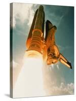 Space Shuttle Lifting Off-David Bases-Stretched Canvas