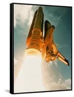 Space Shuttle Lifting Off-David Bases-Framed Stretched Canvas