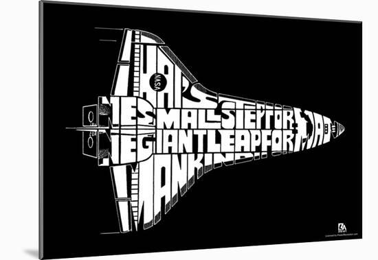 Space Shuttle One Small Step Text Poster-null-Mounted Poster