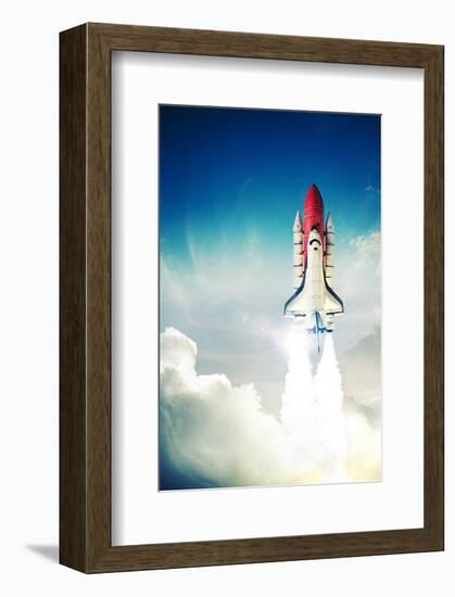 Space Shuttle Taking Off-null-Framed Art Print