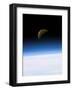 Space Shuttle View of Earth and Moon-null-Framed Art Print