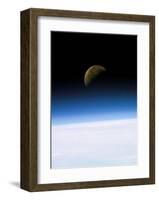 Space Shuttle View of Earth and Moon-null-Framed Art Print