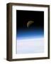 Space Shuttle View of Earth and Moon-null-Framed Art Print