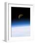 Space Shuttle View of Earth and Moon-null-Framed Art Print