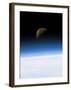 Space Shuttle View of Earth and Moon-null-Framed Art Print