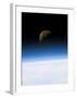Space Shuttle View of Earth and Moon-null-Framed Art Print