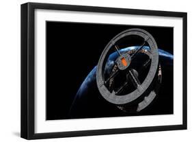 Space Station 5 in Earth Orbit-null-Framed Art Print