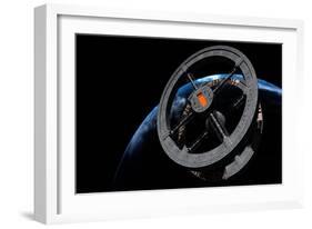 Space Station 5 in Earth Orbit-null-Framed Premium Giclee Print