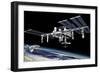 Space Station in Orbit around Earth with Space Shuttle-null-Framed Art Print