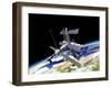 Space Station in Orbit around Earth-null-Framed Art Print