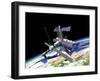 Space Station in Orbit around Earth-null-Framed Art Print