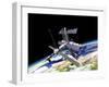 Space Station in Orbit around Earth-null-Framed Art Print