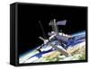 Space Station in Orbit around Earth-null-Framed Stretched Canvas
