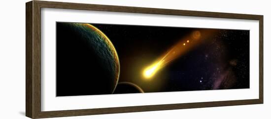 Space with Planets and a Flying Comet, Abstract-molodec-Framed Photographic Print