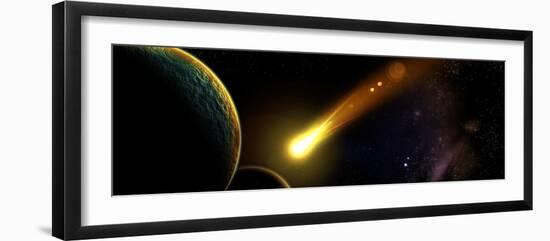 Space with Planets and a Flying Comet, Abstract-molodec-Framed Photographic Print