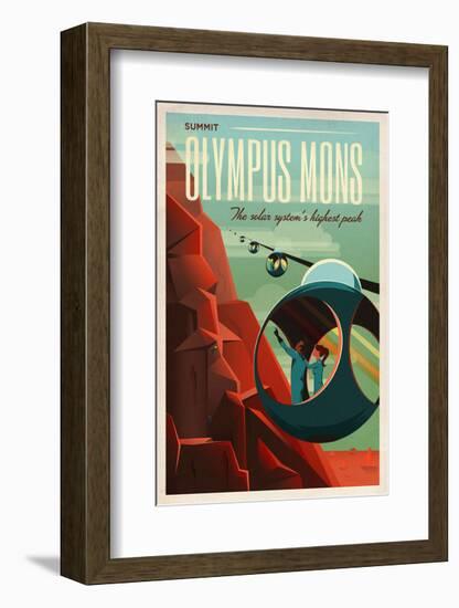 Space X Mars Tourism Poster for Olympus Mons-Vintage Reproduction-Framed Art Print