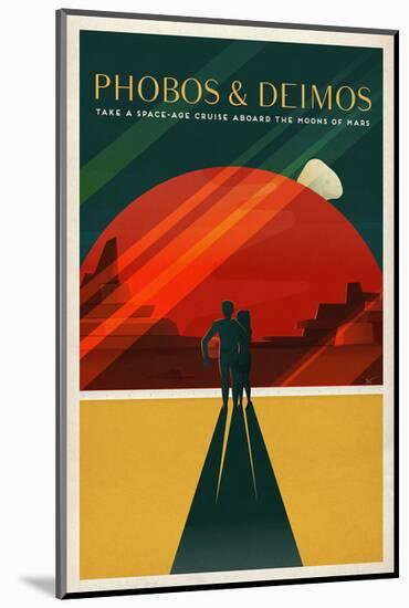 Space X Mars Tourism Poster for Phobos and Deimos-Vintage Reproduction-Mounted Art Print