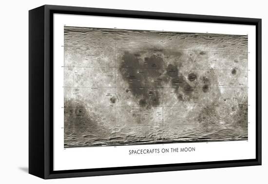 Spacecraft on the Moon, Lunar Map-Detlev Van Ravenswaay-Framed Stretched Canvas
