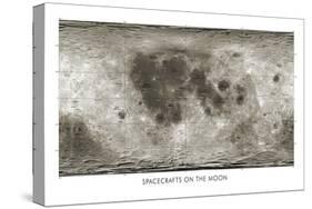 Spacecraft on the Moon, Lunar Map-Detlev Van Ravenswaay-Stretched Canvas