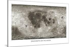 Spacecraft on the Moon, Lunar Map-Detlev Van Ravenswaay-Stretched Canvas