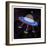 Spaceship Adventure Four-Jace Grey-Framed Art Print