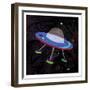 Spaceship Adventure Four-Jace Grey-Framed Art Print