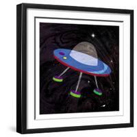 Spaceship Adventure Four-Jace Grey-Framed Art Print