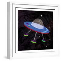 Spaceship Adventure Four-Jace Grey-Framed Art Print