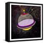 Spaceship Adventure Three-Jace Grey-Framed Stretched Canvas