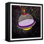 Spaceship Adventure Three-Jace Grey-Framed Stretched Canvas