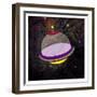 Spaceship Adventure Three-Jace Grey-Framed Art Print