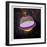 Spaceship Adventure Three-Jace Grey-Framed Art Print