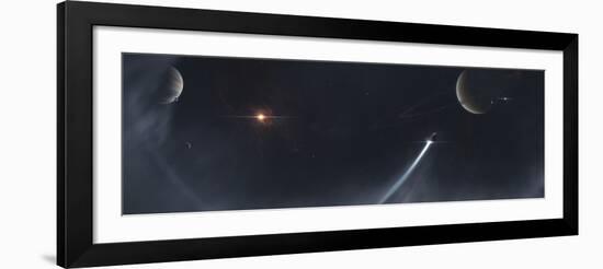 Spaceship Escaping from a Sun Which Is About to Implode-Stocktrek Images-Framed Photographic Print